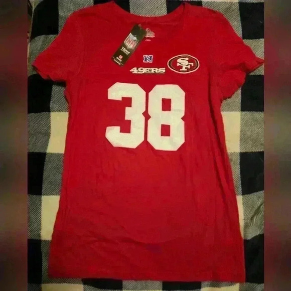 NWT Majestic Womens Red 49ers T-shirt #38 Hayne Size Large - Picture 1 of 7